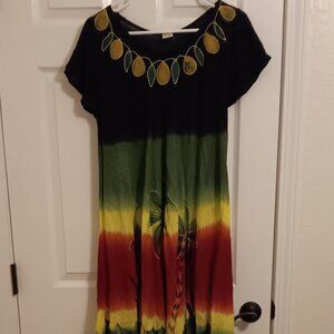 Palm Tree Tie-Dye Tropical Maxi Swimsuit Coverup